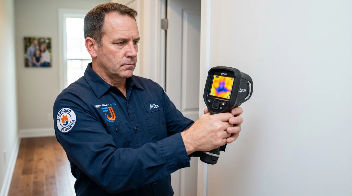 Thermal imaging leak detection by Johns Plumbing LLC in Mustang